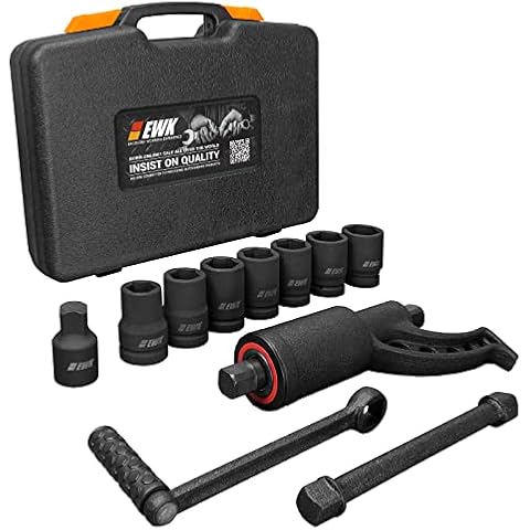 EWK 11 Pcs 1" Drive Heavy Duty Torque Multiplier Wrench with 24-38mm Sockets Set, Labor Saving Lug Nuts Remover for Semi Truck & RVs Cover