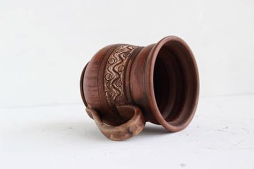8.5 Oz Modern Ceramic Tea Cup With Handle - Clay Handmade Pottery Coffee Mug - Rustic Eco Friendly Drinkware Tasses - Handthrown Tableware Cups - Organic Pottery For Anniversary #TOP4