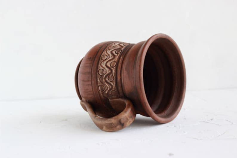 Miniatura 5 de 8.5 oz Modern Ceramic Tea Cup with handle - Clay Handmade Pottery Coffee Mug - Rustic Eco friendly Drinkware tasses - Handthrown tableware cups -