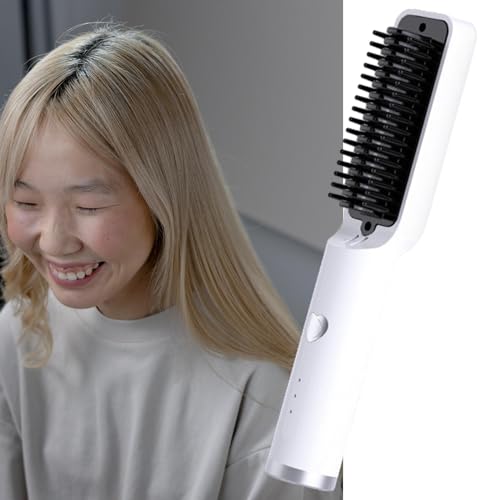 Peine alisador eléctrico inalámbrico blanco compacto miniatura 2