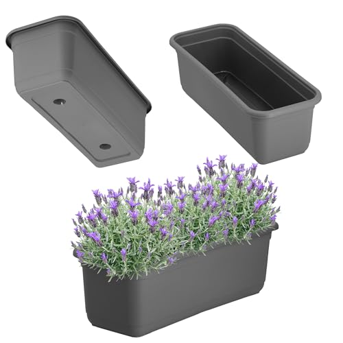 KADAX Fioriera 40 cm, antracite – Fioriera da balcone in plastica di alta qualità, per interni ed esterni, vaso da fiori per balcone, terrazza, davanzale