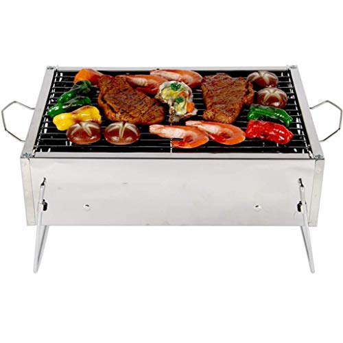 Zryh BBQ Grill, Stainless Steel BBQ Charcoal Grill, Portable Folding Outdoor Barbecue Griddle Cooking Appliance Camping.