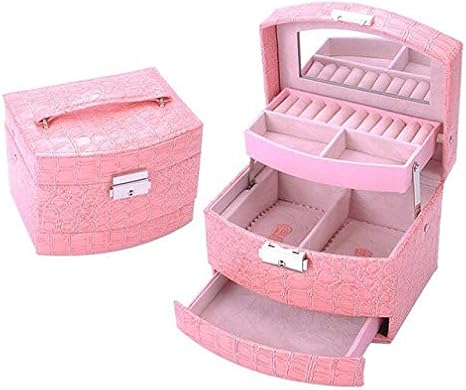 High-End Leather Jewelry Box Three Layer Automatic Jewelry Carrying Case European Style Female Princess Storage Boxes 6 Colors