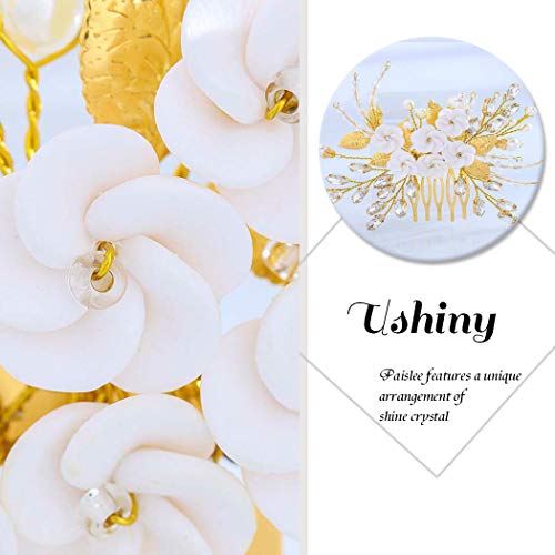 Ushiny - Pettini per capelli da sposa, con