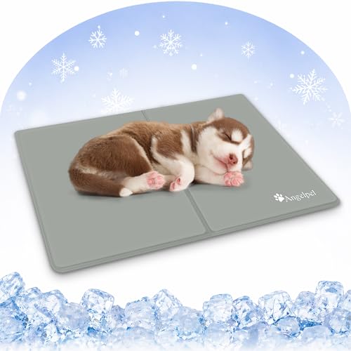 Angelpet ペットひんやりマット犬 猫 夏用 クールマット 冷感ジェルマット 暑さ熱中症対策 洗える ペット人間兼用冷却シート 多用途 猫 小中大型犬対応 (S(50*40cm), グレー)