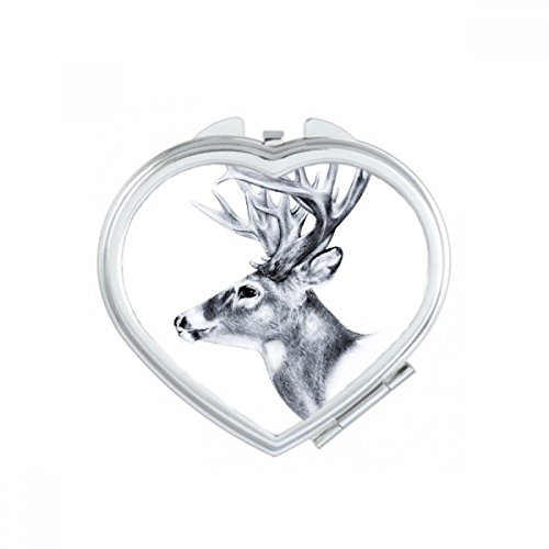 Miroir de poche compact cerf noir et blanc dessin mignon