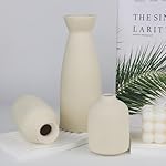 3er Vase Beige, Keramik Vasen, Moderne Rustikale Bauernhaus Home Decor, Dekorative Vasen für Pampas Grass&getrocknete Blumen, Idee Regal, Tisch, Bücherregal, Mantel – Bild 4
