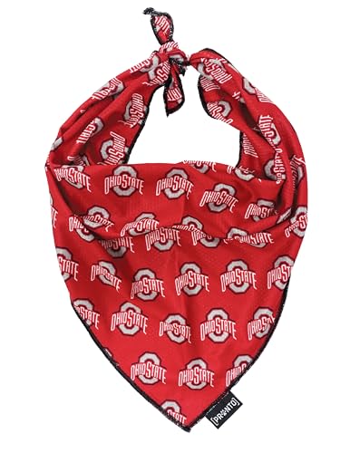 NCAA Ohio State | OSU Scarlet & Grey Logo Cooling Pet Bandana Officially Licensed