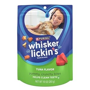 Purina Whisker Lickin’s Cat Treats, Crunchy and Yummy Tuna Flavor – (Pack of 4) 10 oz. Pouches