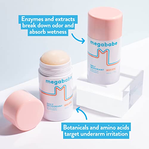 Megababe Daily Deodorant - Rosy Pits | Aluminum-Free, Clear & Clean | 2.6 Oz #TOP1