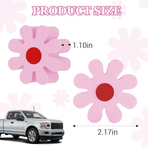Hbxdeco Daisy Car Antenna Topper, Cute Daisy Flower EVA Antenna Ball for Vehicles, Funny Automotive Roof Toppers Decoration, Lovely Aerial Ball Mirror Dangler Car Accessories for Women Men (Pink)