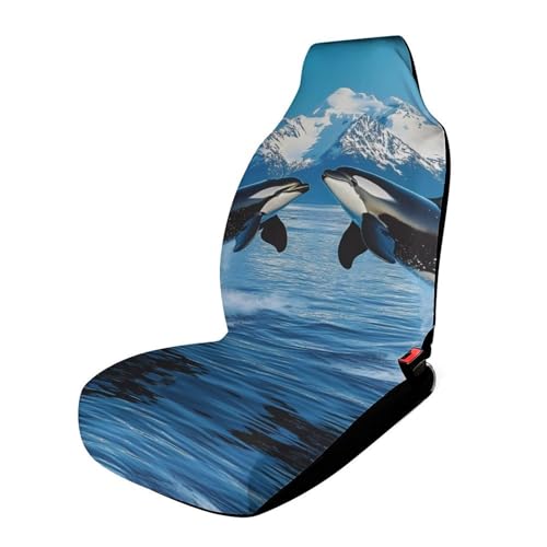 Animal Orcas Iceberg Car Seat Covers Universal Car Front Seats Protector Auto Interior Accessories 1PCS