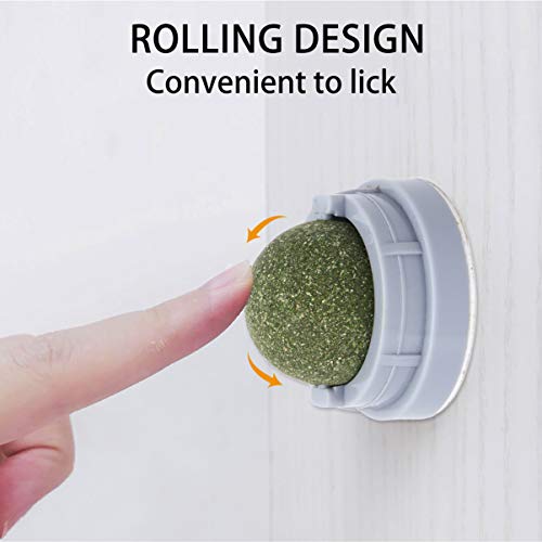 Balacoo Bola de Erva de Gato 2 peças Rotativa para Montagem de Parede Catnip Ball Brinquedos Interat