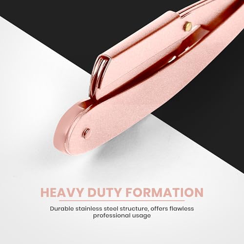 Image of Utopia Care Professional Straight Razor for Men, Barber Straight Edge Razor Safety with 100 Pack Blades, Rose Gold