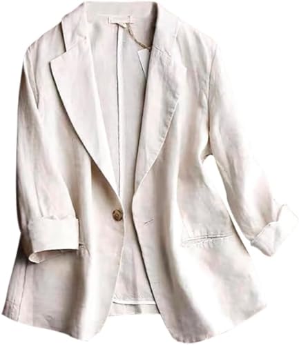 Linge costume pour femmes veste décontractée en coton léger manches 3/4