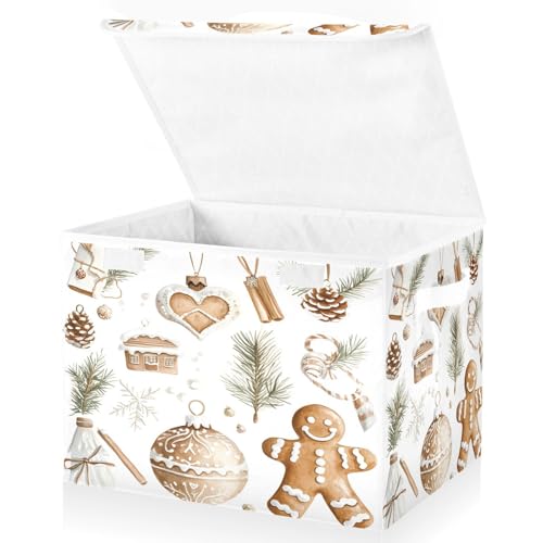 Mnsruu Cestini natalizi pieghevoli con coperchi, divertenti scatole di pan di zenzero per organizzare i vestiti