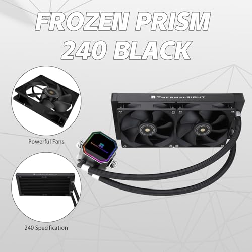 Image of Thermalrlght Frozen Prism 240 Black CPU Liquid Cooler,Efficient PWM Controlled Pump 3300RPM,TL-E12 Series PWM Fanx2,Water Cooling Computer Parts,for AMD AM4 /AM5,Intel 1150 /1156 /1200 /1700 /20XX