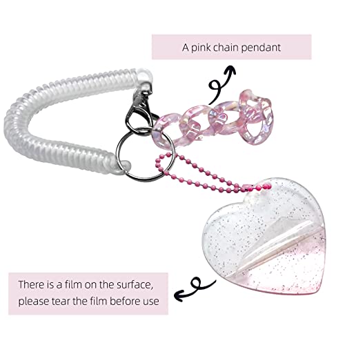 Acrylic Kpop Photocard Holders Keychain Id Badge Holder With Spiral Wrist Coil Transparent Id Card Holder Photo Card Protector For School Id Office Id Access Card For Women Girls (Pink) #TOP4
