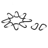 uxcell Black D Shaped Carabiner Hook Clip Holder for Camping Fishing Hiking Boating 10pcs
