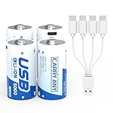 CARRY ANY Rechargeable Lithium C Batteries 4 Pack, 1.5V C/lr14 Cell Batteries with USB-C Charging Cable, 5000mWh High Capacity, 1200+ Cycles Li-ion Battery for Flashlights, Toys, Clocks & More
