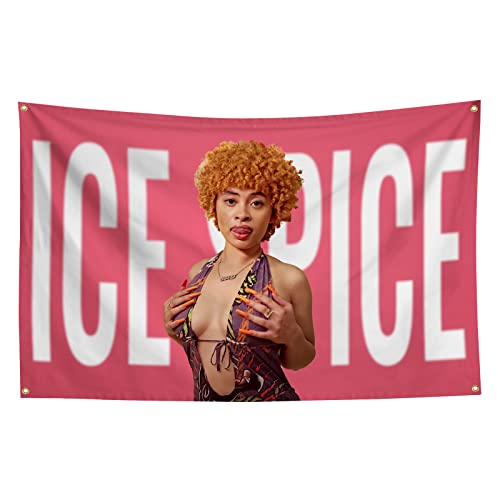 Ice Spice Flag Tapestry Funny Tapestries for College Dorm Decor Bedroom Livingroom Dormitory Wall Hanging with 4 Bass Gromments 3x5 Feet (colour2)