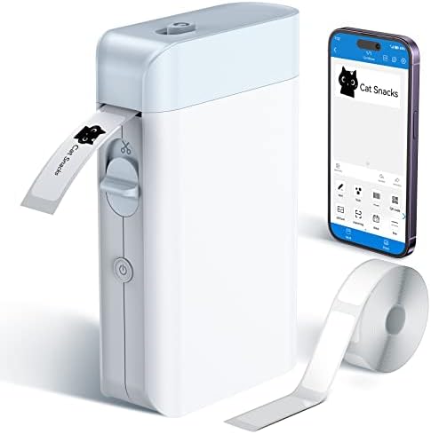 Label Maker Machine with Tape - Label Maker with 1 Roll Label tape, Thermal Bluetooth USB Rechargeable Portable WP9510 Label Printer, Label Makers, Mini Label Makers for Teacher Supplies, Home, Office