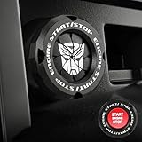 Tybasthe Rotary Push Start Button Cover, Autobots Car Accessories Engine Start Stop Button Cover, Car Stickers Interior Decor, Motorcycle Ignition Key Switch Cover, Black
