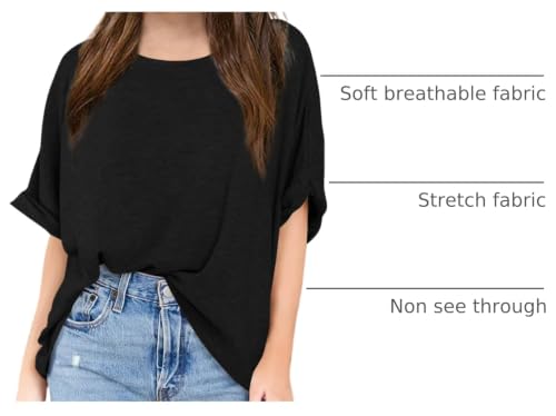 Image of Haloumoning Girls Oversized T-Shirts Short Sleeve Crewneck Summer Casual Loose Tops Tees