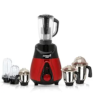 Rotomix BTRRSA21 750Watts Mixer Juicer Grinder with 6 Jars (1 Juicer Jar, 2 Bullets Jar, 1 Liquid Blending Jar, 1 Dry Grinding Jar and 1 Chutney Jar) - Red