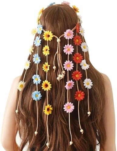 Diadema de flores para niña, diadema con borlas de margaritas, di...