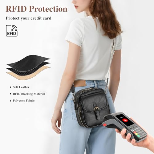 Crossbody Bags for Women, Travel Purses with Card Slots, Soft Vegan Leather Small Messenger Shoulder Bag with 2 Straps2