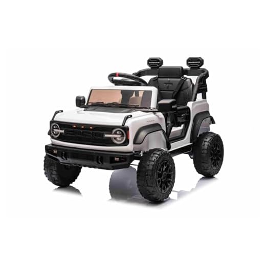 Coche eléctrico para niños 1 Plaza con Licencia F.O.R.D. Bronco, Blanco, batería de Litio, Control Remoto de 2.4 GHz, Reproductor MP3 con Entrada USB, Luces LED, Motor de 2×25W