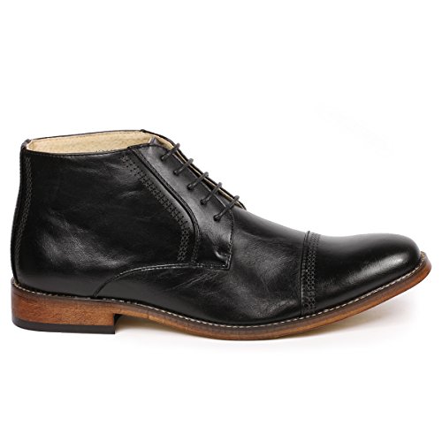 Metrocharm MC115 Men's Lace Up Cap Toe Dress Ankle Chukka Boots (13, Black) - Thumbnail 2