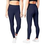 SATINA High Waisted Navy Blue Leggings for Women - Soft, Stretchy Leggings with Side Pockets - Full Length Yoga Pants for Women - Tummy Control and Buttery Soft Fabric for All-Day Comfort - One Size