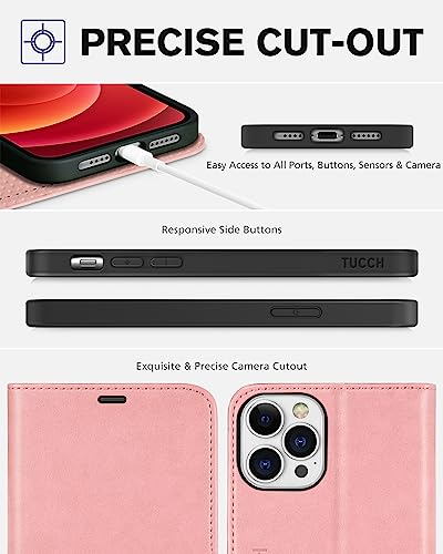 Tucch Wallet Case For Iphone 12 Pro Max 5G, [Tpu Shockproof Inner Shell], Pu Leather Rfid Blocking Credit Card Holder Magnetic Stand Flip Cover Compatible With Iphone 12 Pro Max 6.7-Inch, Rose Gold #TOP7