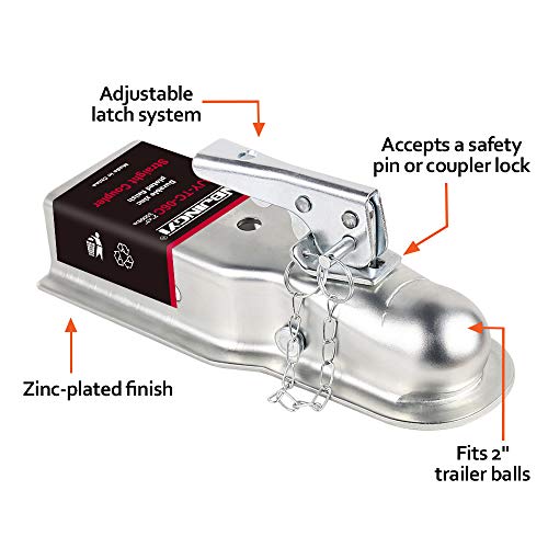 2" Straight Trailer Coupler (Ball 2", Channel 3" 3500Lbs With Chain) #TOP1