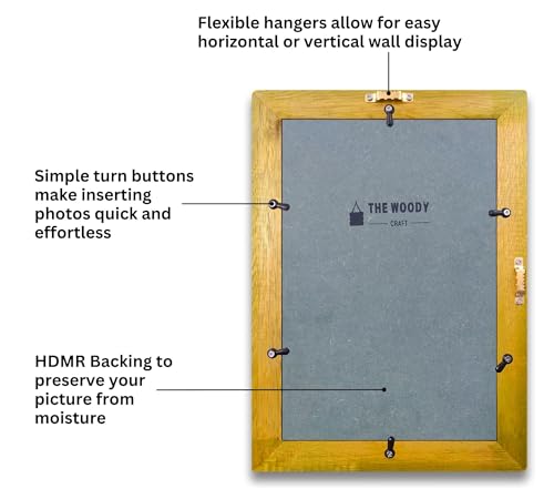 Image of Photo Frame 8x12 inch | Wooden Photo Frame | Small picture Frame | Yellow Wooden Frame for Wall | Bright & Stylish Home Decor (8x12 inch, Yellow)