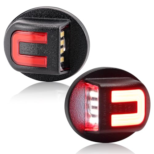 LUDARM LED License Plate Light Compatible with F150 1990-2014 F250 F350 1980-1999 F250 F350 F450 F550 super duty1999-2016 Bronco80-96 Ranger83-11 6500K Tag White Light&C-Shaped Rear Parking Red Light