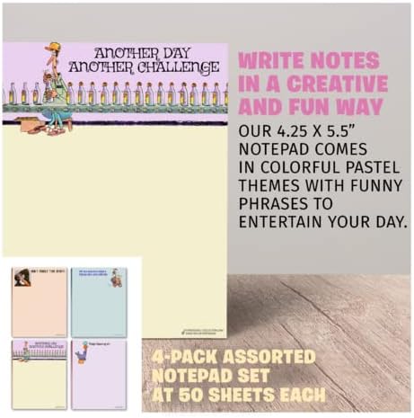 Miniatura 2 de Stonehouse Collection Paquete de 4 divertidos blocs de notas surtidos, bloc de notas de lista de tareas diarias, bloc de notas, suministros de