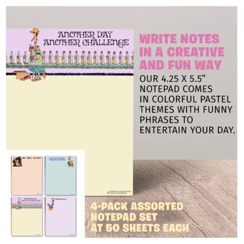 Image of Stonehouse Collection in 4 Funny Assorted Notepads Pack, Daily To Do List Notepad, Memo Pads, Office & Stationery Supplies Perfect for Funny Gifts for Coworkers, Friends, Boss & Family