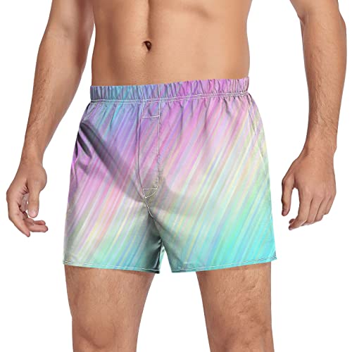 Jhkku Colorful Stripe Men's Button Fly Boxer Lounge Shorts, Soft Cotton Poplin Boxers, Woven Boxer Shorts Xxl #TOP3