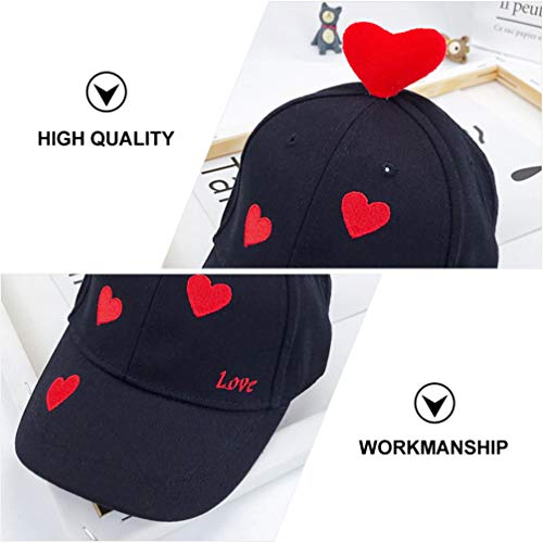 KESYOO Boné de Beisebol Infantil Coração Chapéu Preto de Algodão Boné de Beisebol Bordado Chapéu Esp