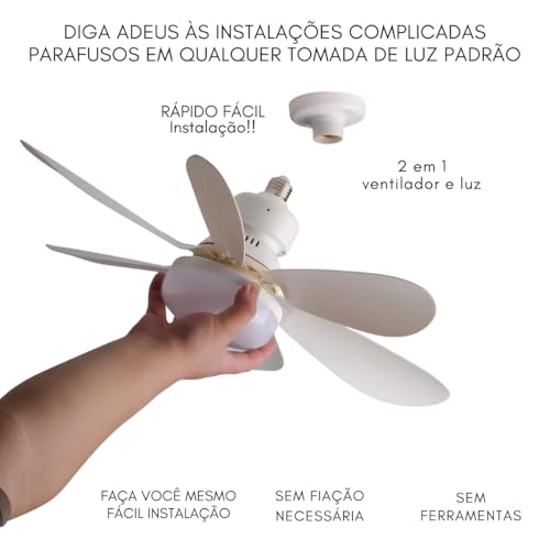 Ventilador Teto Lâmpada 40w Led E27 Ajustável Bivolt