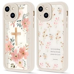 Aoldimu 2 Pack Floral Christian Cross Jesus Bible Verse Phone Cases for iPhone 13 for Women Girls,Soft Shockproof Protective Cover with Christian Quotes for iPhone 13 6.1"