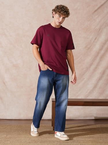 Image of WROGN Men's 100% Cotton Jeans | Solid | Loose Fit