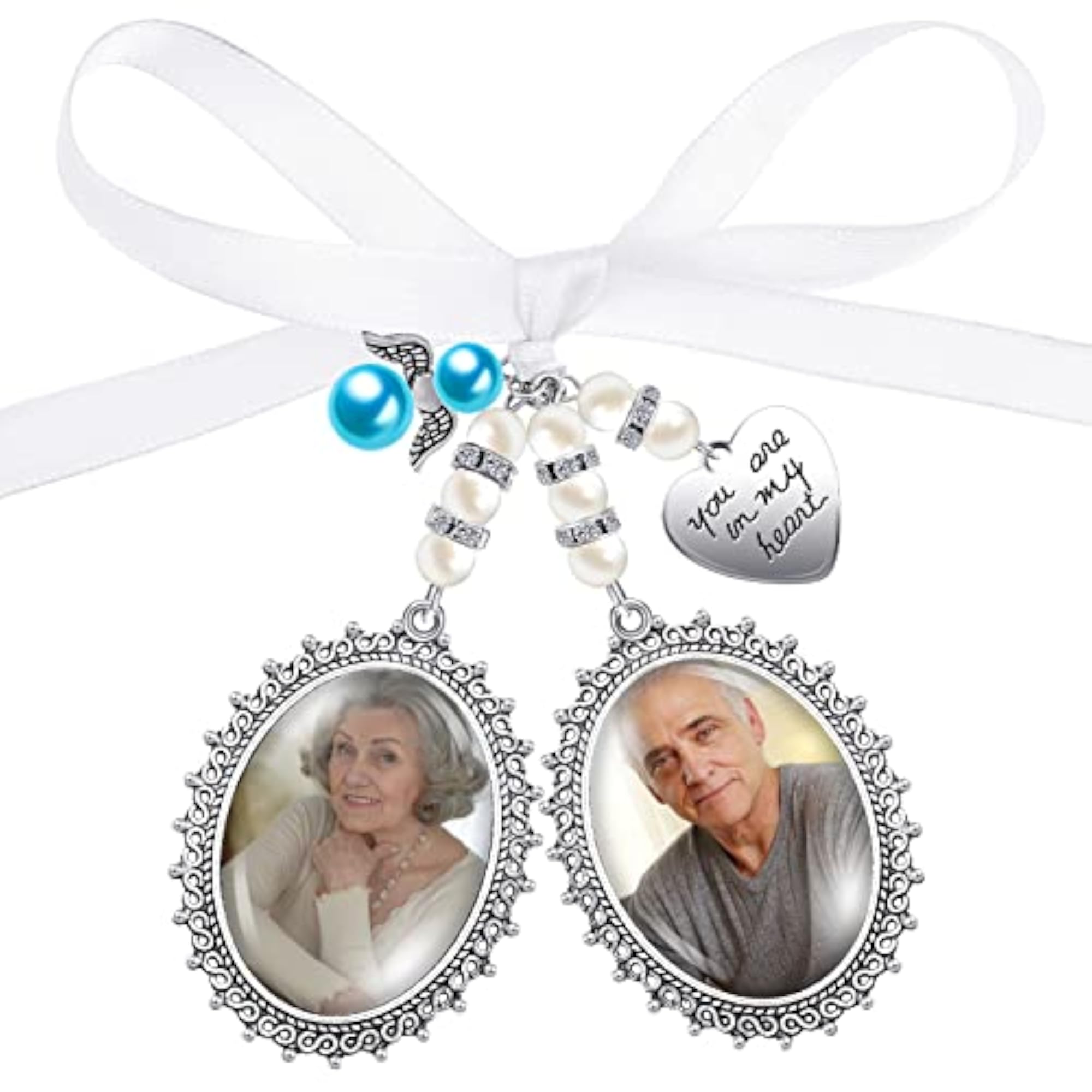 Wedding Bouquet Photo Charm Lacy Oval Bridal Charm