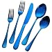 Blue Silverware Set Flatware Cutlery - 20 Pieces Stainless Steel Tableware Set Service for 4,Include Fork Knife Spoon,Mirror Polished,Dishwasher Safe