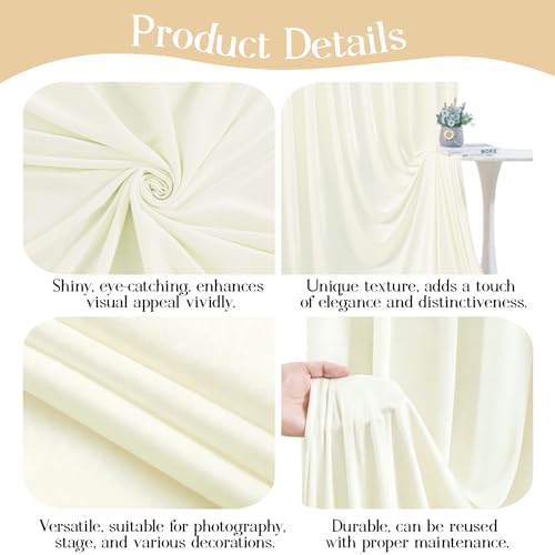10ft x 10ft Ivory Backdrop Curtains for Wedding Birthday Party Photo Booth, Cream Curtain Backdrop Wrinkle Free Fabric Drapes Back Drop Baby Bridal Shower Graduation Ceremony Photography Background by Little Funny - Image 3