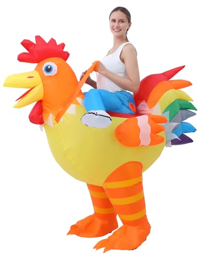 JOYBRO Inflatable Chicken Costume for Adult, Funny Rooster Costume, Riding