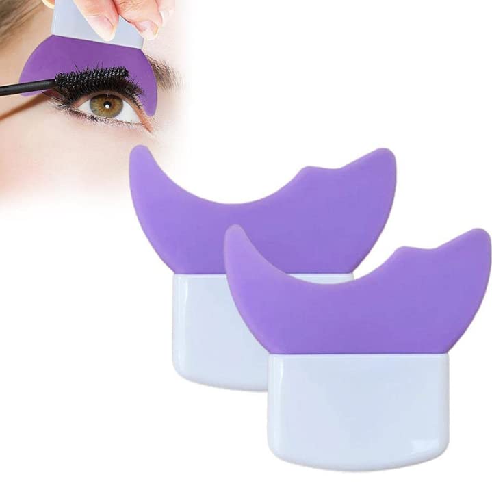 Escovinha e protetor para aplicação de máscara de cílios Duehut, roxo, pacote com 2 unidades